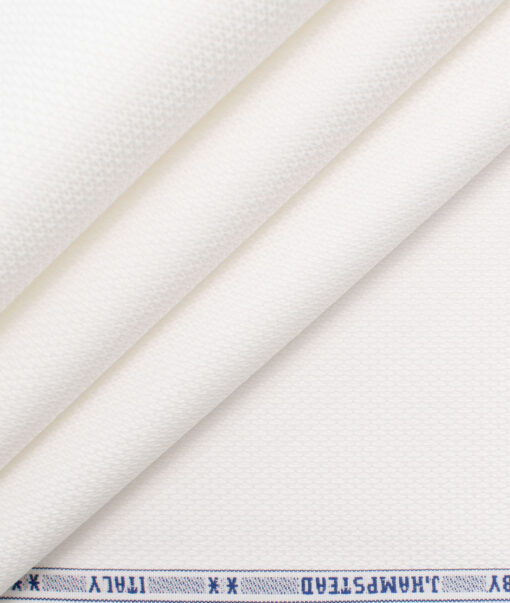 J.Hampstead Men's Giza Cotton Structured  Unstitched Shirting Fabric (White)
