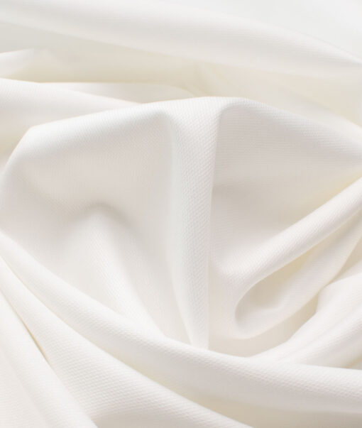 J.Hampstead Men's Giza Cotton Structured  Unstitched Shirting Fabric (White)