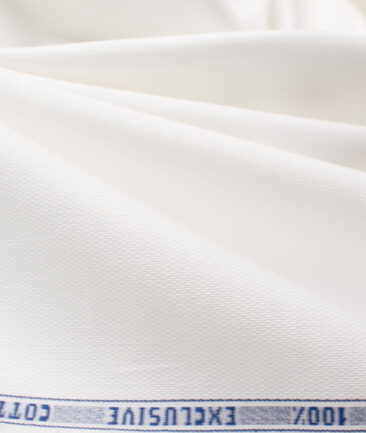 J.Hampstead Men's Giza Cotton Structured  Unstitched Shirting Fabric (White)