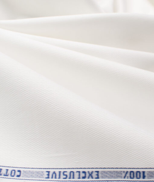 J.Hampstead Men's Giza Cotton Structured  Unstitched Shirting Fabric (White)