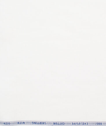 J.Hampstead Men's Giza Cotton Structured  Unstitched Shirting Fabric (White)