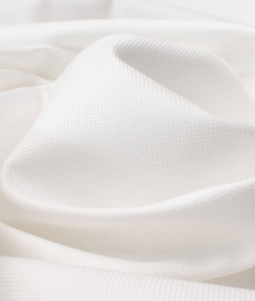 J.Hampstead Men's Giza Cotton Structured  Unstitched Shirting Fabric (White)