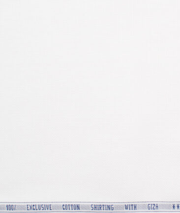 J.Hampstead Men's Giza Cotton Structured  Unstitched Shirting Fabric (White)