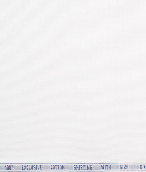 J.Hampstead Men's Giza Cotton Structured  Unstitched Shirting Fabric (White)