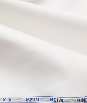 J.Hampstead Men's Giza Cotton Solids  Unstitched Shirting Fabric (White)
