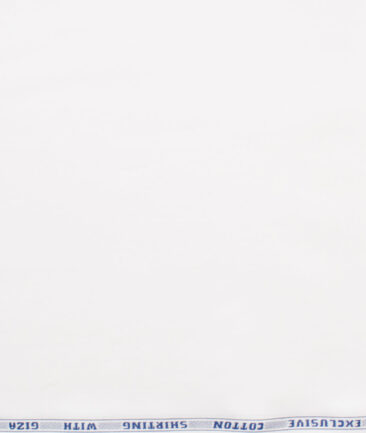 J.Hampstead Men's Giza Cotton Solids  Unstitched Shirting Fabric (White)