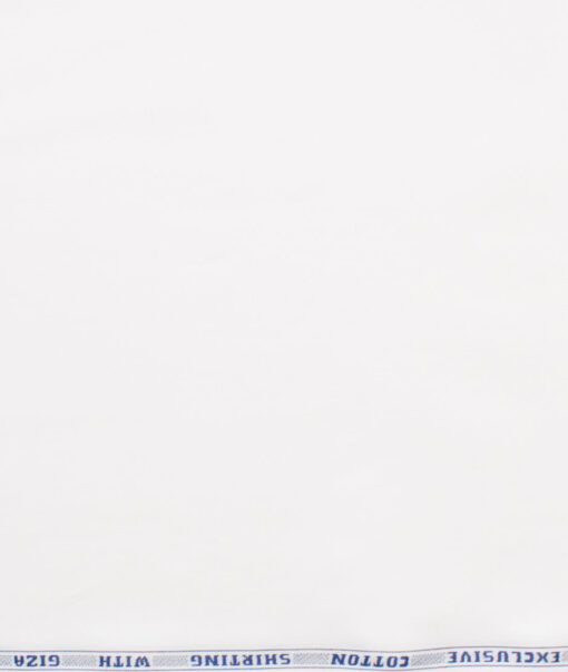 J.Hampstead Men's Giza Cotton Solids  Unstitched Shirting Fabric (White)