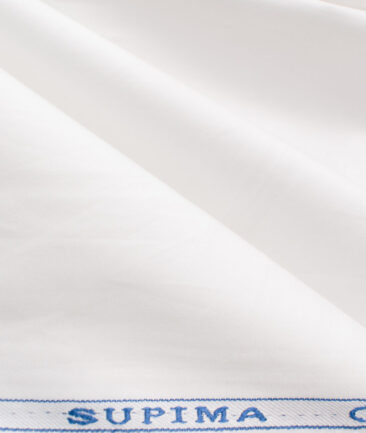 J.Hampstead Men's Supima Cotton 2/160's Solids  Unstitched Shirting Fabric (White)