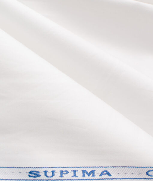 J.Hampstead Men's Supima Cotton 2/160's Solids  Unstitched Shirting Fabric (White)