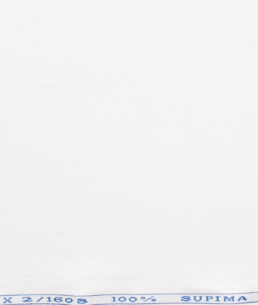 J.Hampstead Men's Supima Cotton 2/160's Solids  Unstitched Shirting Fabric (White)