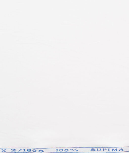 J.Hampstead Men's Supima Cotton 2/160's Solids  Unstitched Shirting Fabric (White)