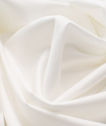 J.Hampstead Men's Giza Cotton Structured  Unstitched Shirting Fabric (White)