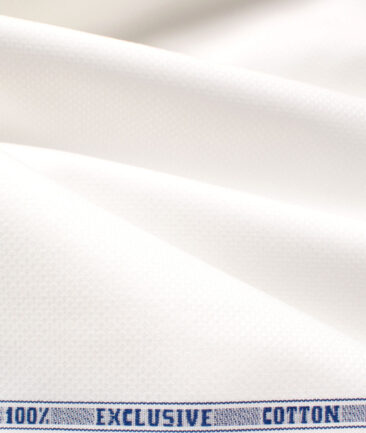 J.Hampstead Men's Giza Cotton Structured  Unstitched Shirting Fabric (White)