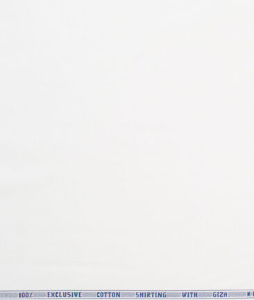 J.Hampstead Men's Giza Cotton Structured  Unstitched Shirting Fabric (White)