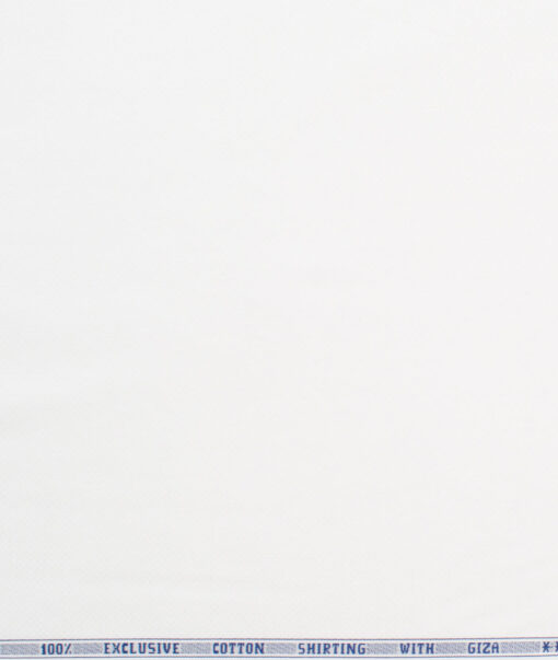J.Hampstead Men's Giza Cotton Structured  Unstitched Shirting Fabric (White)