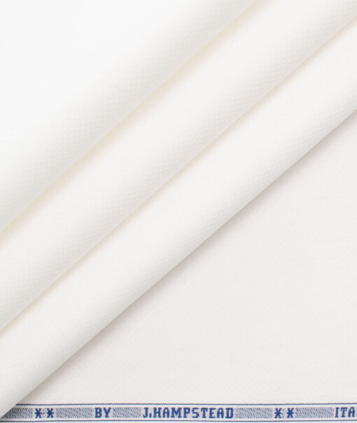 J.Hampstead Men's Giza Cotton Structured  Unstitched Shirting Fabric (White)