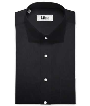 Luthai Men's Pure Cotton Solids  Unstitched Shirting Fabric (Black)