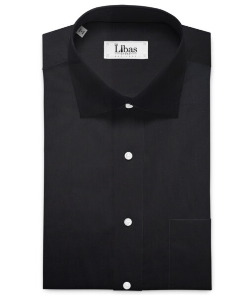 Luthai Men's Pure Cotton Solids  Unstitched Shirting Fabric (Black)