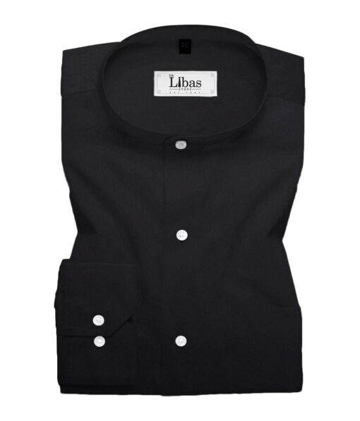 Luthai Men's Pure Cotton Solids  Unstitched Shirting Fabric (Black)