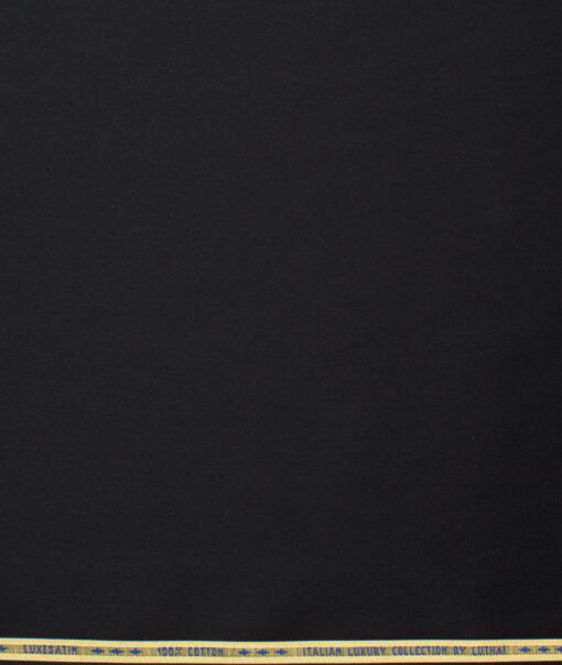 Luthai Men's Pure Cotton Solids  Unstitched Shirting Fabric (Black)