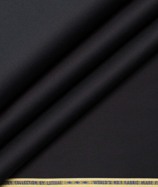 Luthai Men's Pure Cotton Solids  Unstitched Shirting Fabric (Black)