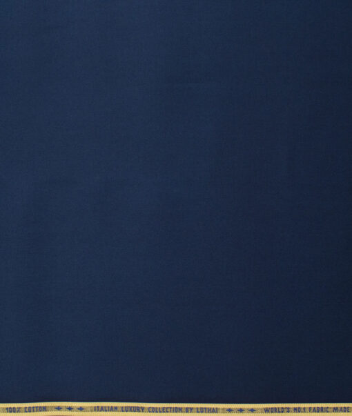 Luthai Men's Pure Cotton Solids  Unstitched Shirting Fabric (Dark Royal Blue)