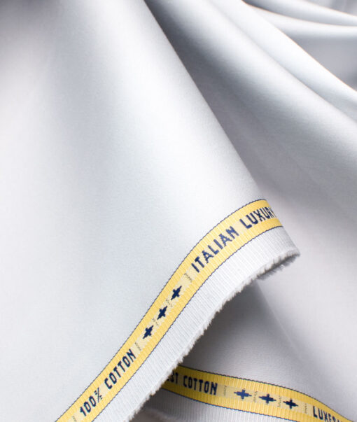 Luthai Men's Pure Cotton Solids  Unstitched Shirting Fabric (Silver Grey)