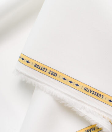 Luthai Men's Pure Cotton Solids  Unstitched Shirting Fabric (White)