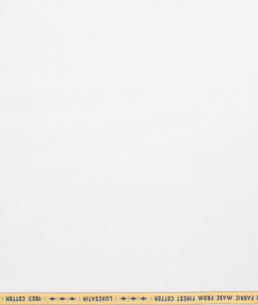 Luthai Men's Pure Cotton Solids  Unstitched Shirting Fabric (White)