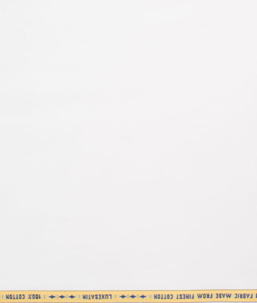 Luthai Men's Pure Cotton Solids  Unstitched Shirting Fabric (White)