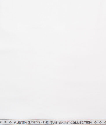 Luthai Men's Giza Cotton 2/120's Solids  Unstitched Shirting Fabric (White)