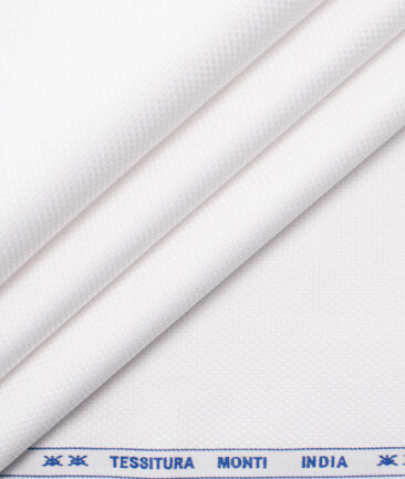 Tessitura Monti Men's Giza Cotton 2/120's Structured  Unstitched Shirting Fabric (White)