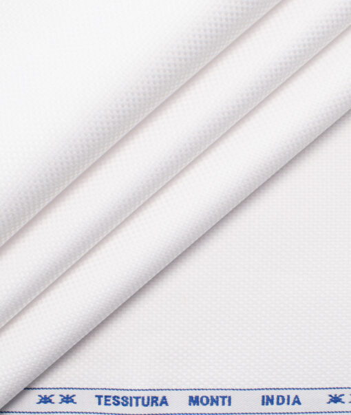 Tessitura Monti Men's Giza Cotton 2/120's Structured  Unstitched Shirting Fabric (White)