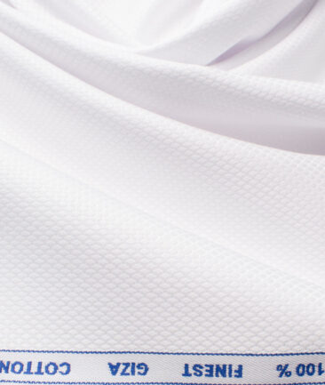 Tessitura Monti Men's Giza Cotton 2/120's Structured  Unstitched Shirting Fabric (White)