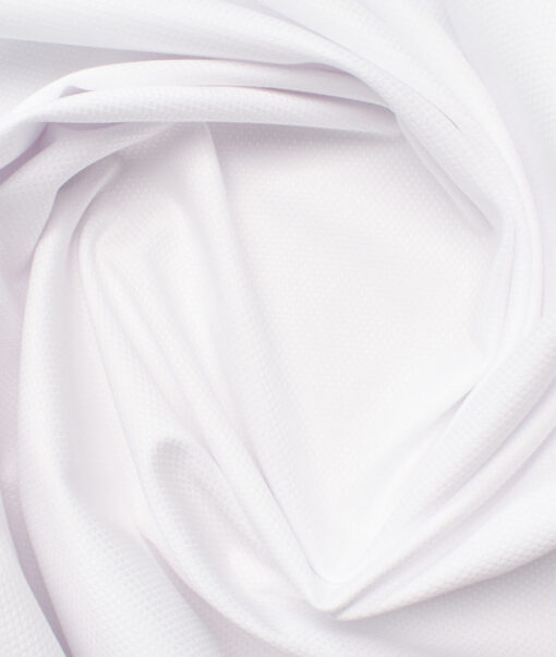 Tessitura Monti Men's Giza Cotton 2/120's Structured  Unstitched Shirting Fabric (White)