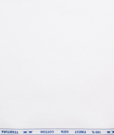 Tessitura Monti Men's Giza Cotton 2/120's Structured  Unstitched Shirting Fabric (White)