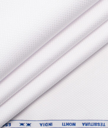 Tessitura Monti Men's Giza Cotton 2/120's Structured  Unstitched Shirting Fabric (White)
