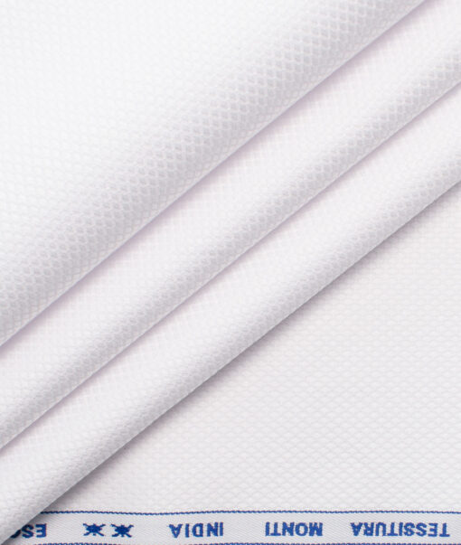Tessitura Monti Men's Giza Cotton 2/120's Structured  Unstitched Shirting Fabric (White)
