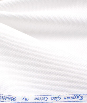 Montivora Men's Giza Cotton 2/120's Structured  Unstitched Shirting Fabric (White)