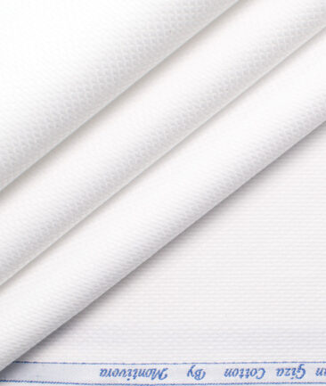 Montivora Men's Giza Cotton 2/120's Structured  Unstitched Shirting Fabric (White)