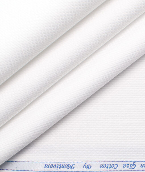 Montivora Men's Giza Cotton 2/120's Structured  Unstitched Shirting Fabric (White)