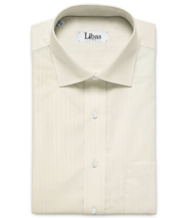 Nemesis Men's Giza Cotton 2/120's Striped  Unstitched Shirting Fabric (Cream)