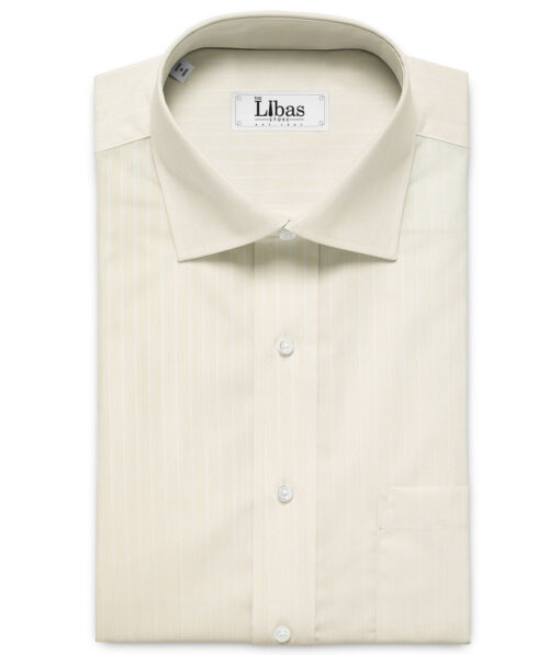 Nemesis Men's Giza Cotton 2/120's Striped  Unstitched Shirting Fabric (Cream)