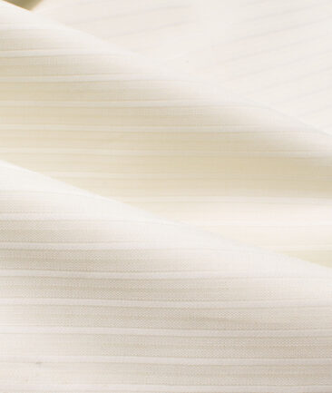 Nemesis Men's Giza Cotton 2/120's Striped  Unstitched Shirting Fabric (Cream)
