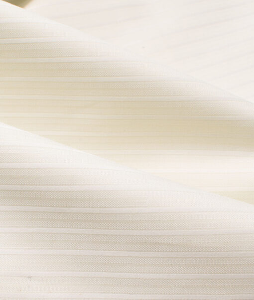 Nemesis Men's Giza Cotton 2/120's Striped  Unstitched Shirting Fabric (Cream)