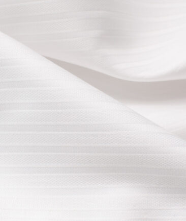 Nemesis Men's Giza Cotton 2/120's Striped  Unstitched Shirting Fabric (White)