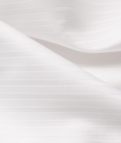 Nemesis Men's Giza Cotton 2/120's Striped  Unstitched Shirting Fabric (White)