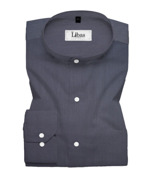 Soktas Men's Giza Cotton Solids  Unstitched Shirting Fabric (Dark Grey)