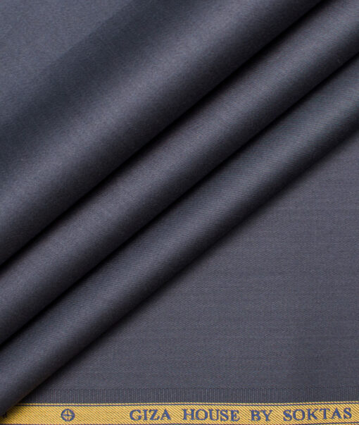 Soktas Men's Giza Cotton Solids  Unstitched Shirting Fabric (Dark Grey)