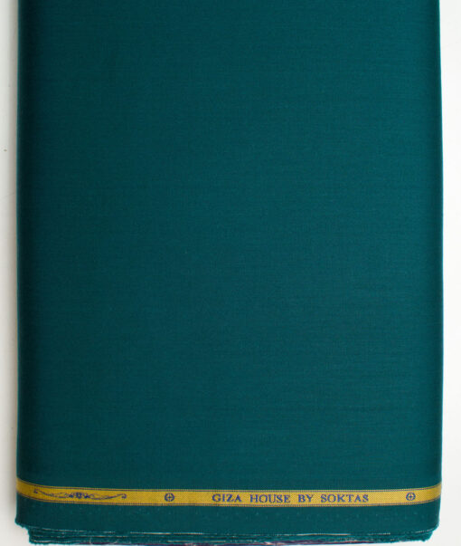 Soktas Men's Giza Cotton Solids  Unstitched Shirting Fabric (Dark Sea Green)
